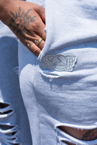 a' distressesed sweat shorts