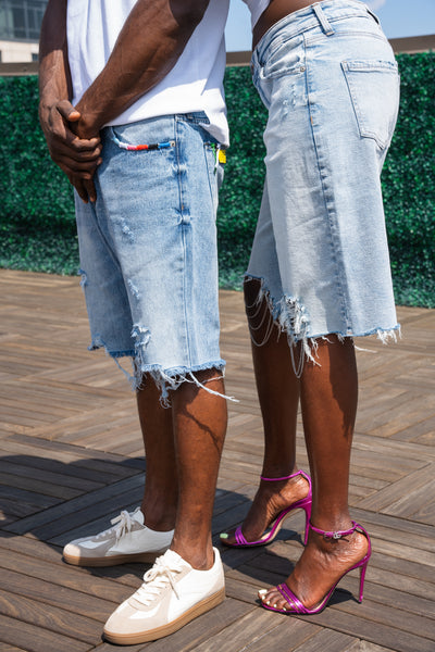 a' Distressed Denim Shorts