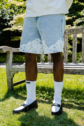 Guipure Denim shorts