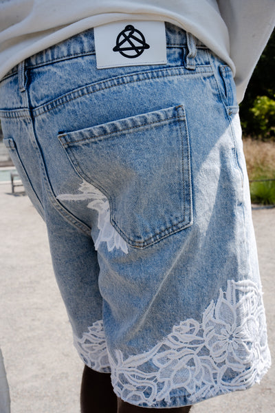Guipure Denim shorts