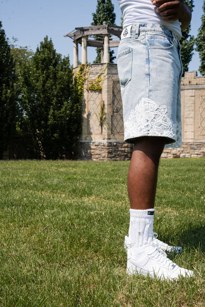 Guipure Denim shorts